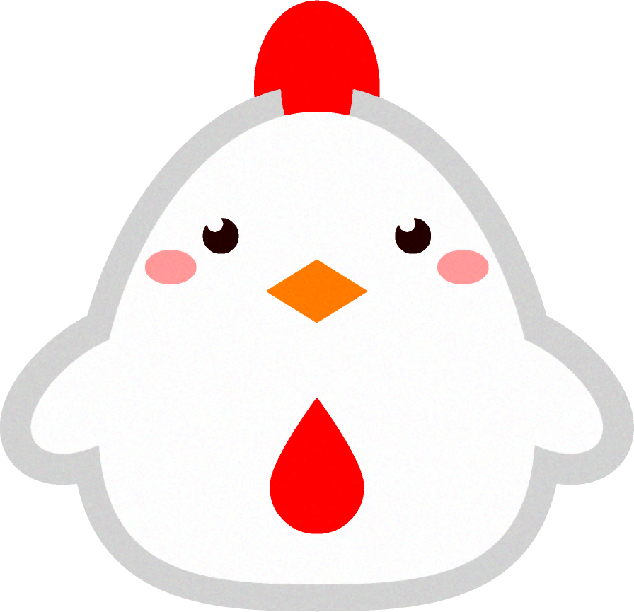 鶏の動物ブロックイラスト