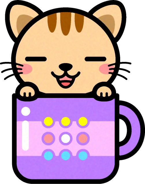 猫とコーヒーカップのイラスト