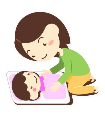 お母さんが赤ちゃんを寝かしつけているイラスト かわいいフリー素材 無料イラスト 素材のプチッチ