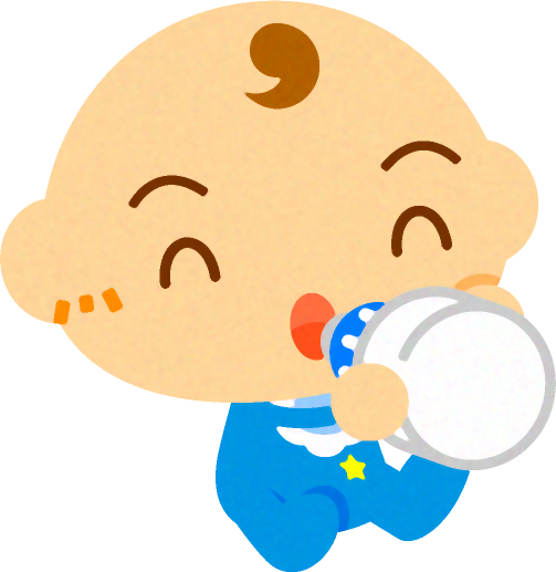 ミルクを飲む、かわいい赤ちゃんイラスト/男の子