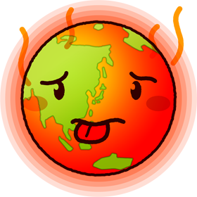 地球温暖化イラスト/熱で暑そうな地球