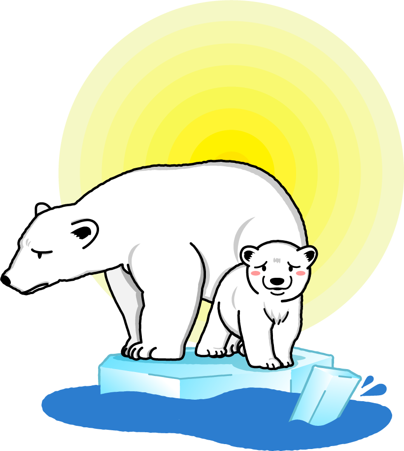 北極の白熊達が絶滅の危機イラスト