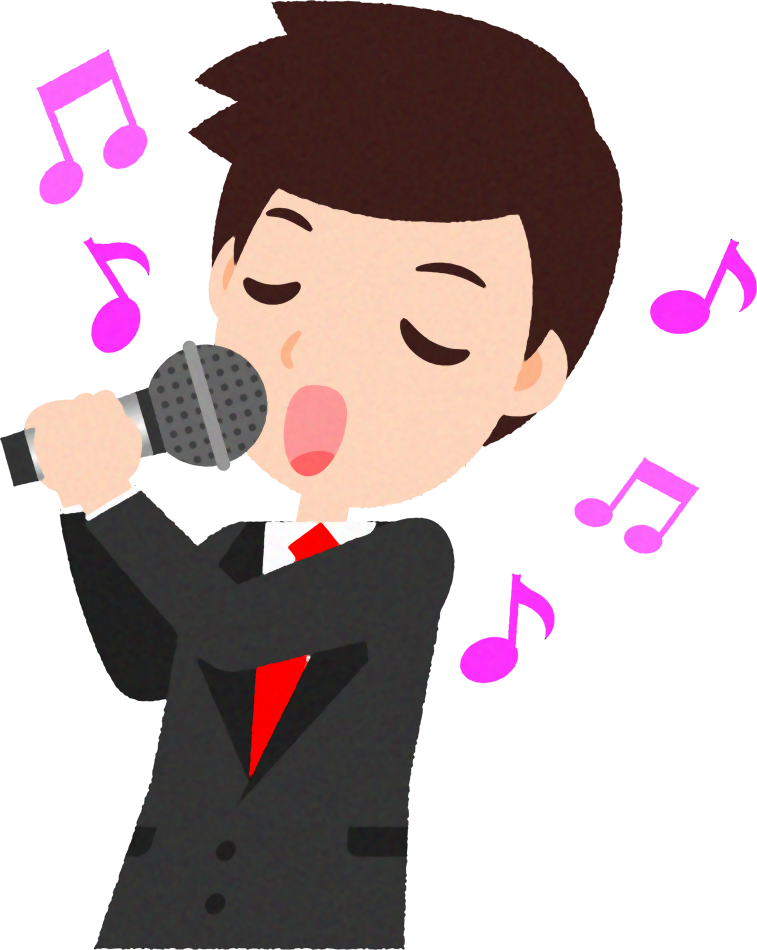 カラオケを歌う人のイラスト/スーツ姿の男性_バラードを歌う