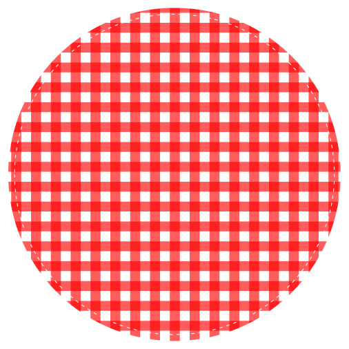 赤色の円形のチェック模様飾り罫イラスト