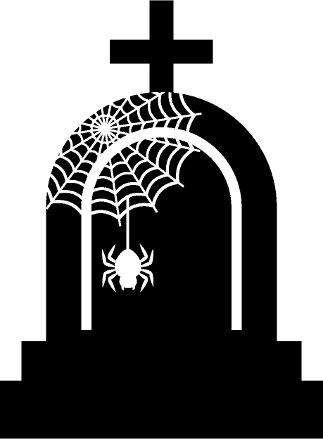 墓と蜘蛛の巣イラスト/モノクロ