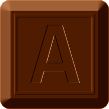 四角チョコレートのイラスト/Aの文字