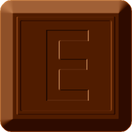 四角チョコレートのイラスト/Eの文字