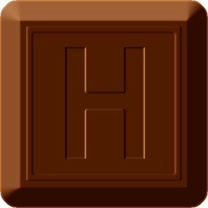四角チョコレートのイラスト/Hの文字