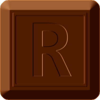 四角チョコレートのイラスト/Rの文字
