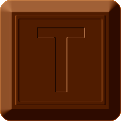 四角チョコレートのイラスト/Tの文字