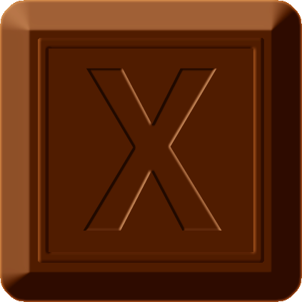 四角チョコレートのイラスト/Xの文字