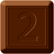 四角チョコレートのイラスト/2の数字
