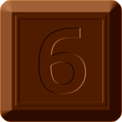 四角チョコレートのイラスト/6の数字