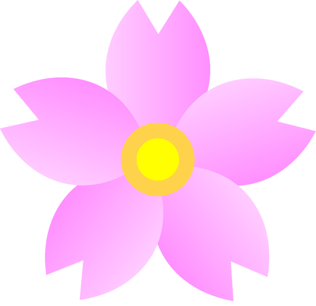 桜の花イラスト/花びら１枚づつグラデーション