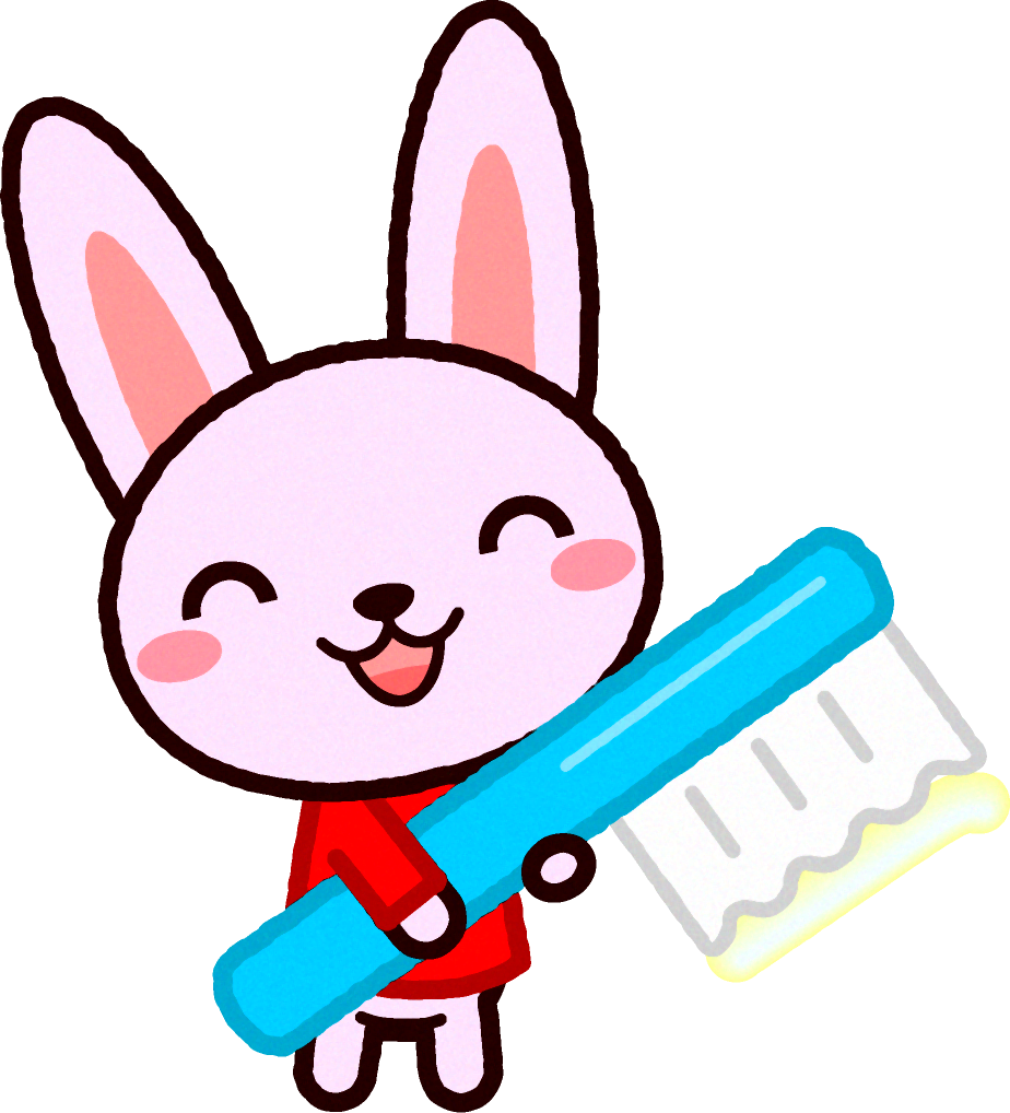 歯ブラシを持ったウサギのイラスト