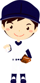 野球ユニフォームを着た子供のイラスト/ピッチャー