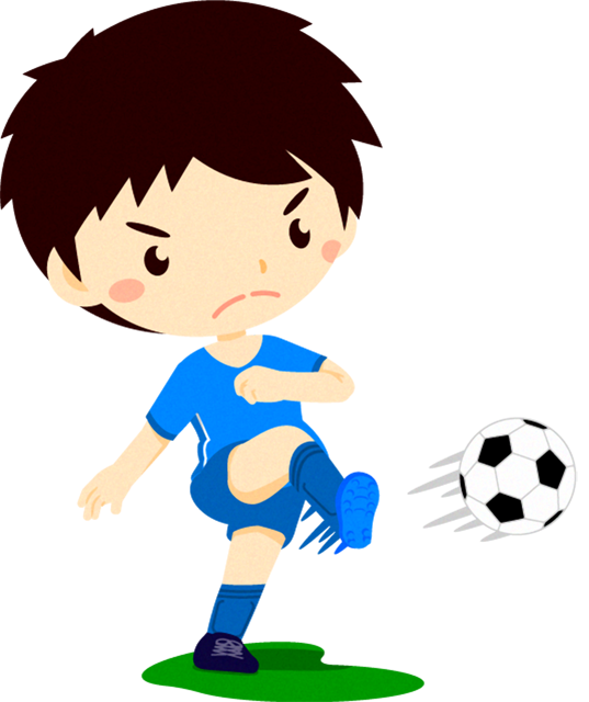 サッカーをする男の子イラスト/パス