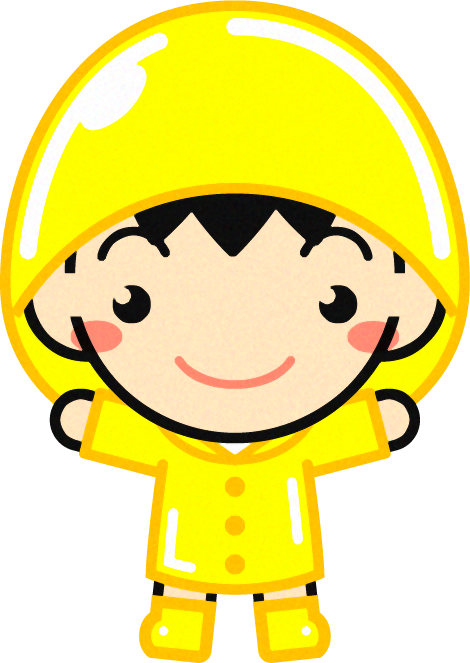 レインコートを着た子供のイラスト/男の子/黄色