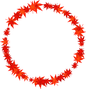 赤い落ち葉の飾り罫イラスト