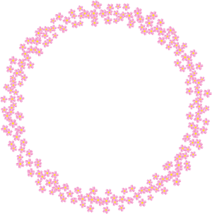 たくさんの桜の花の飾り罫イラスト