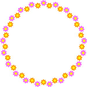 花飾り罫イラスト（ピンク色と黄色）