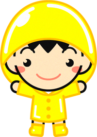 レインコートを着た子供のイラスト/男の子/黄色